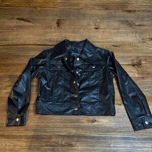 Stylish Black Leather look Kids Jacket